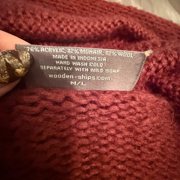 Wooden Ships Open Front Red Cardigan w/ Shawl Collar Size M/L MSRP $158 - Picture 5 of 8